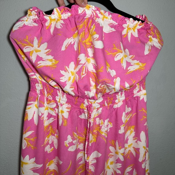 Jessica Simpson Pink Floral Maxi Dress strapless and lightweight size L - Picture 2 of 8